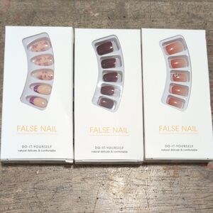 NEW ! Lot Of 3 Packs False Faux Nails Stick On *BINJ